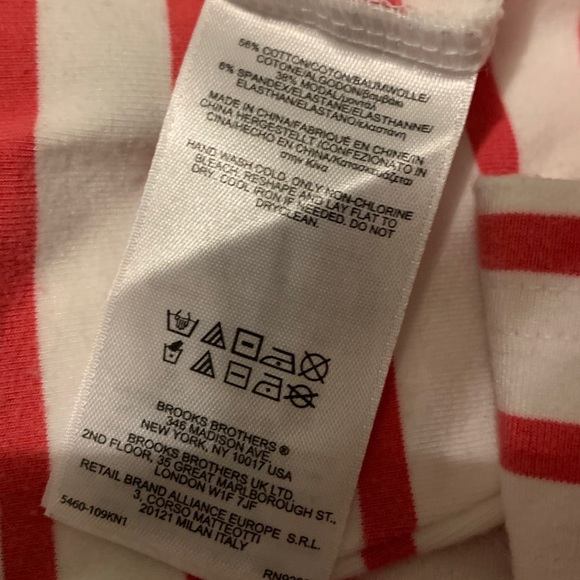 Brooks Brothers Red White Striped Crew T-Shirt S - Picture 5 of 5